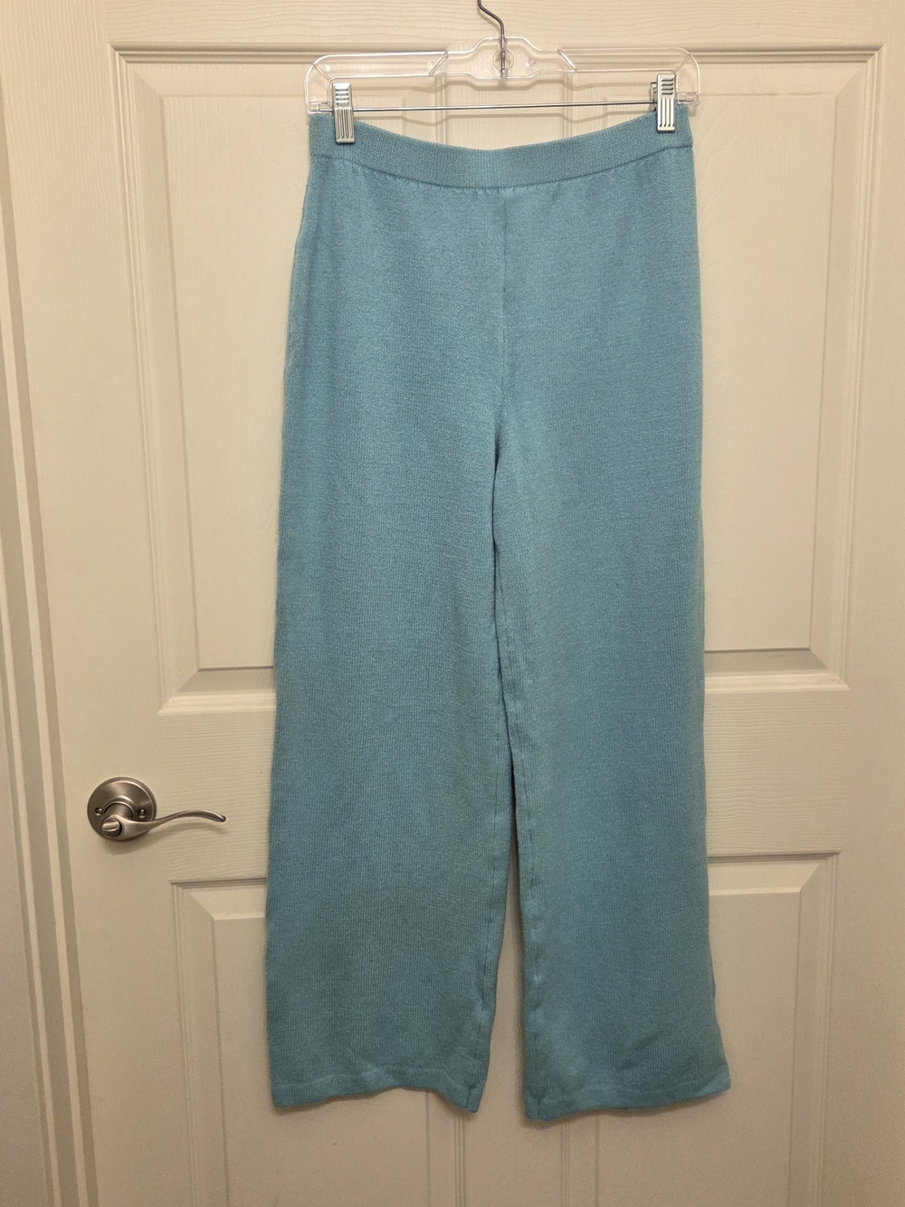 St. John Collection Light Blue Wide-Leg Knit Pants